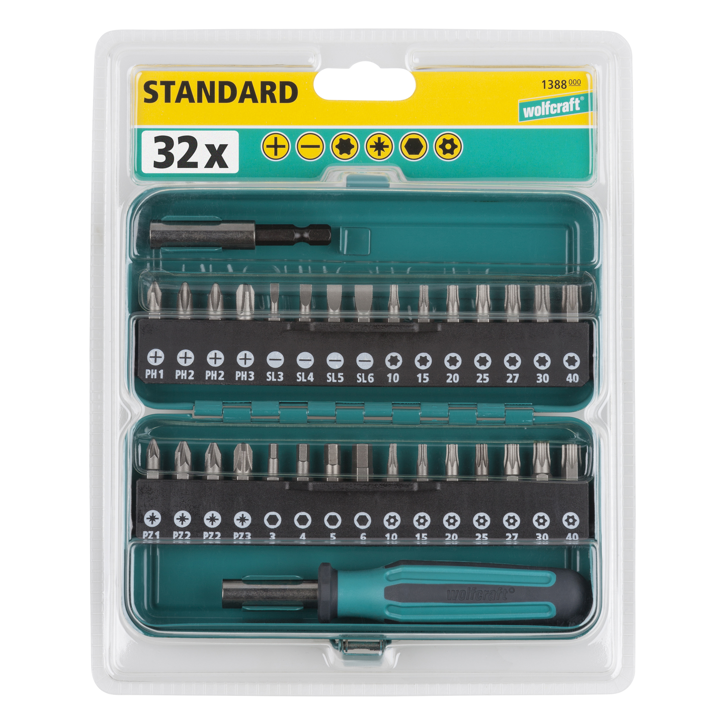 Wolfcraft Set Bit Nastavaka + Ručka “30 SOLID” / 32 dijelni – 1388000 by Wolfcraft 1388000 Garniture / Setovi Pribora