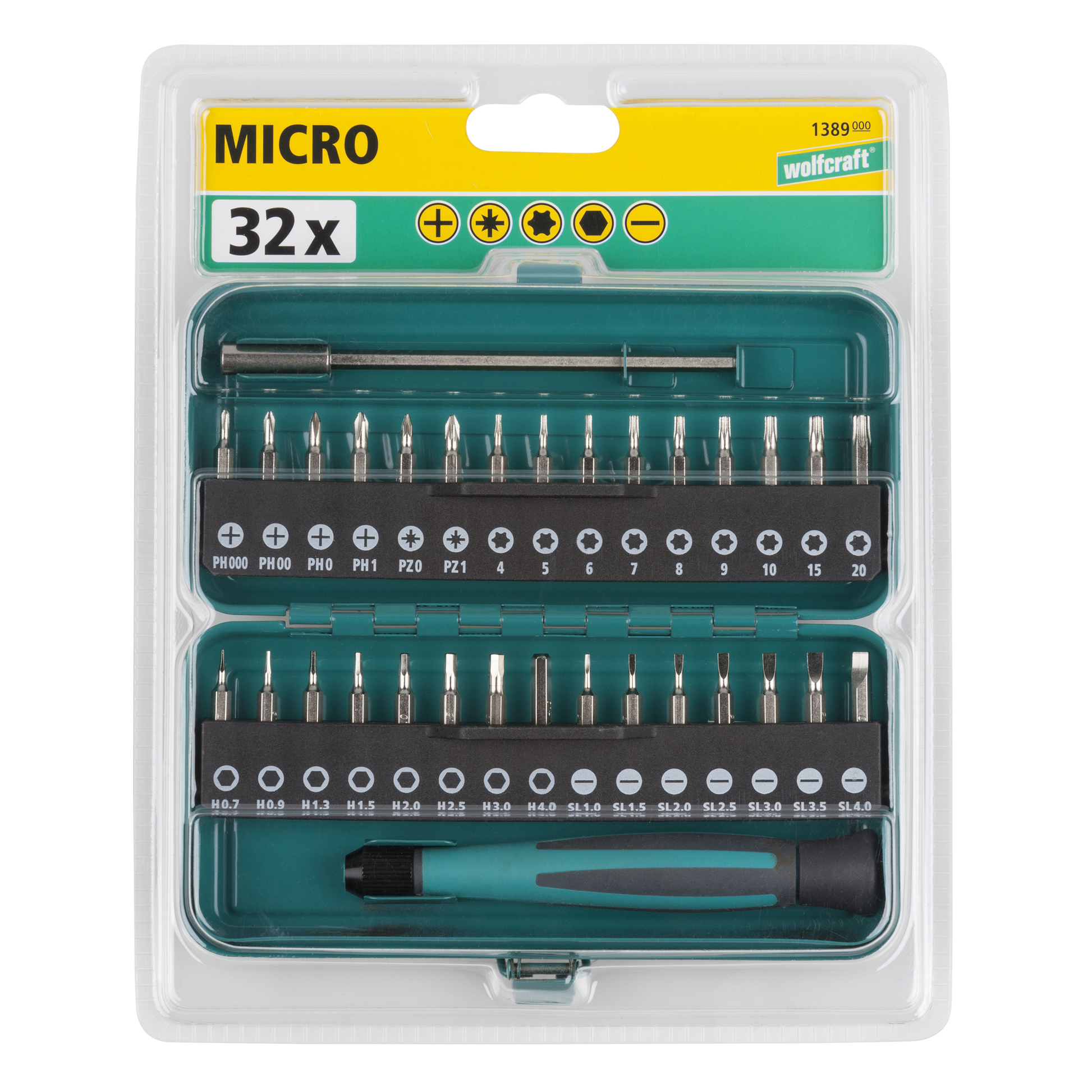 Wolfcraft Set Bit Nastavaka + Ručka “MICRO BIT BOX” / 32 dijelni – 1389000 by Wolfcraft 1389000 Garniture / Setovi Pribora