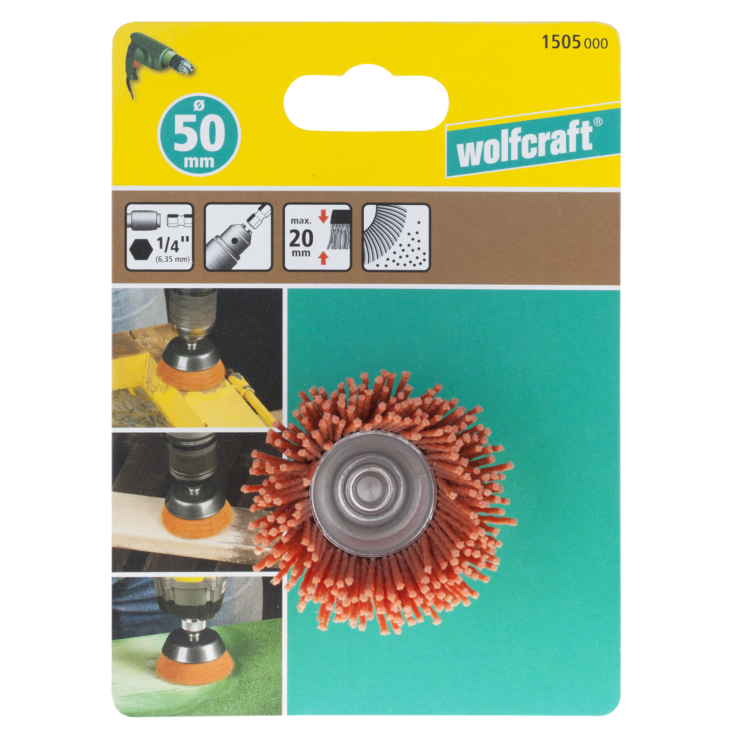 Wolfcraft Četka Lončasta Najlonska Gruba fi 50x20x1,2 mm Prihvat 1/4″ – 1505000 by Wolfcraft 1505000 Četke, Brusni
