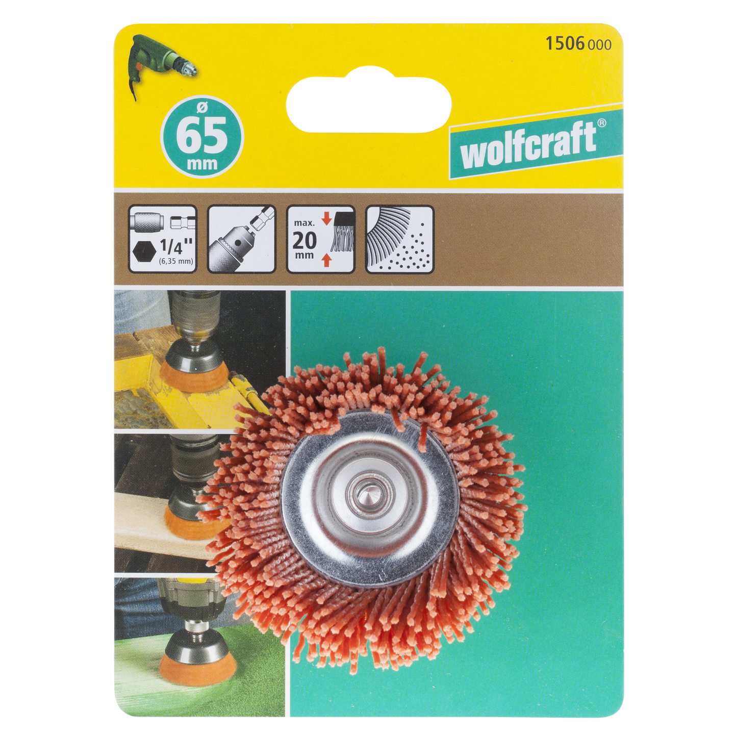 Wolfcraft Četka Lončasta Najlonska Gruba fi 65x20x1,2 mm Prihvat 1/4″ – 1506000 by Wolfcraft 1506000 Četke, Brusni