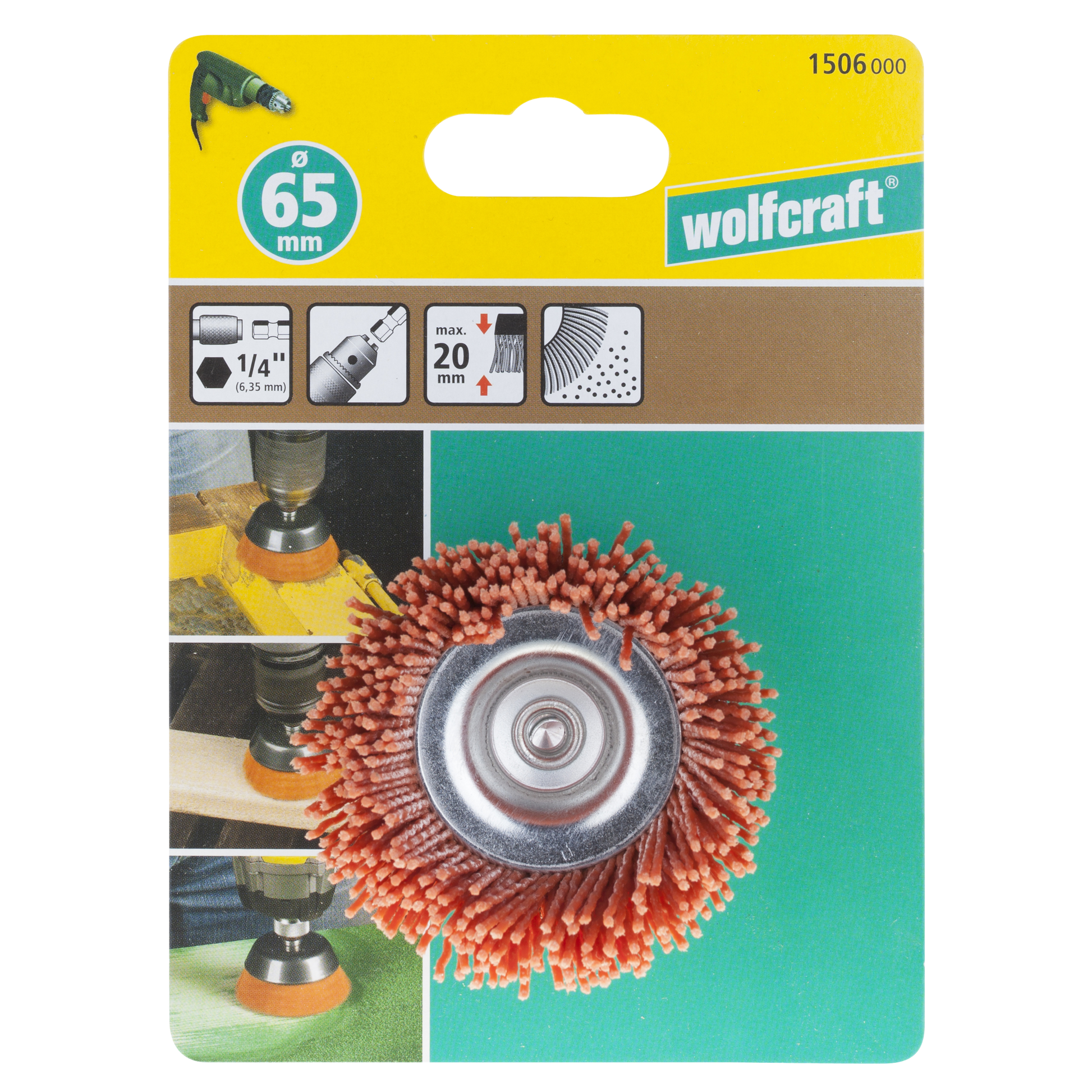 Wolfcraft Četka Lončasta Najlonska Gruba fi 65x20x1,2 mm Prihvat 1/4″ – 1506000 by Wolfcraft 1506000 Četke, Brusni