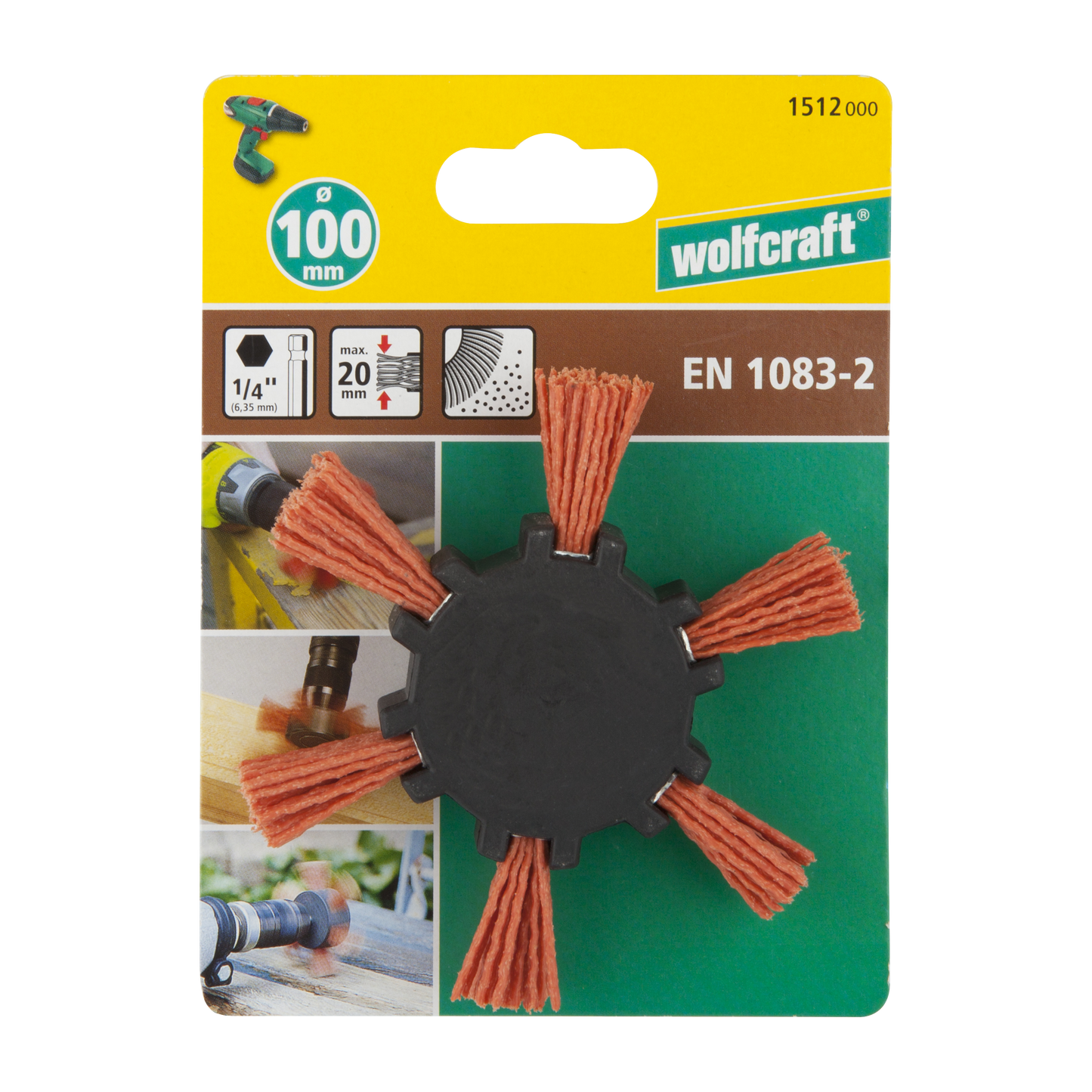 Wolfcraft Četka Lepezasta Najlonska Gruba fi 100×23/20×1,2 mm Prihvat 1/4″ – 1512000 by Wolfcraft 1512000 Četke, Brusni