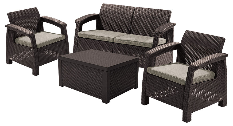 Set Corfu II sa jastucima antracit/smeđa Svi proizvodi, Baštenski namještaj