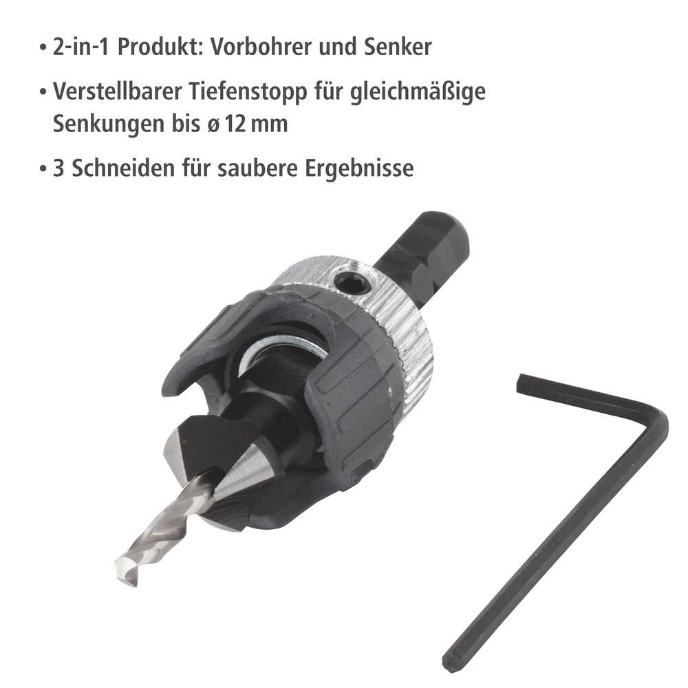 Wolfcraft Svrdlo Za Predbušenje 3,2-12 mm Sa Upuštačem i Graničnikom – 2544000 by Wolfcraft 2544000 Burgije / Svrdla