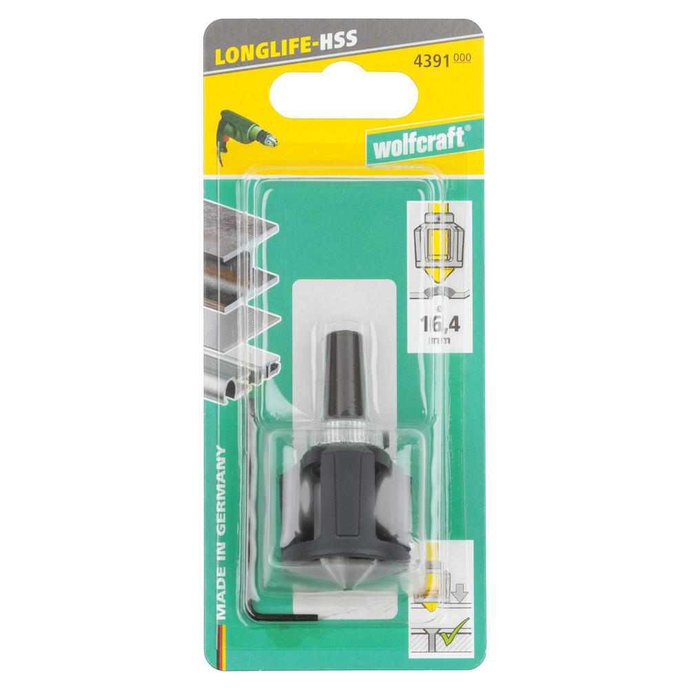 Wolfcraft Upuštač Konusni HSS fi 16,4 / 60 mm Osovina 10 mm Sa Graničnikom – 4391000 by Wolfcraft 4391000 Krune, Glodala