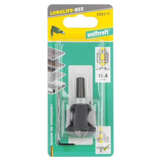 Wolfcraft Upuštač Konusni HSS fi 16,4 / 60 mm Osovina 10 mm Sa Graničnikom – 4391000 by Wolfcraft 4391000 Krune, Glodala