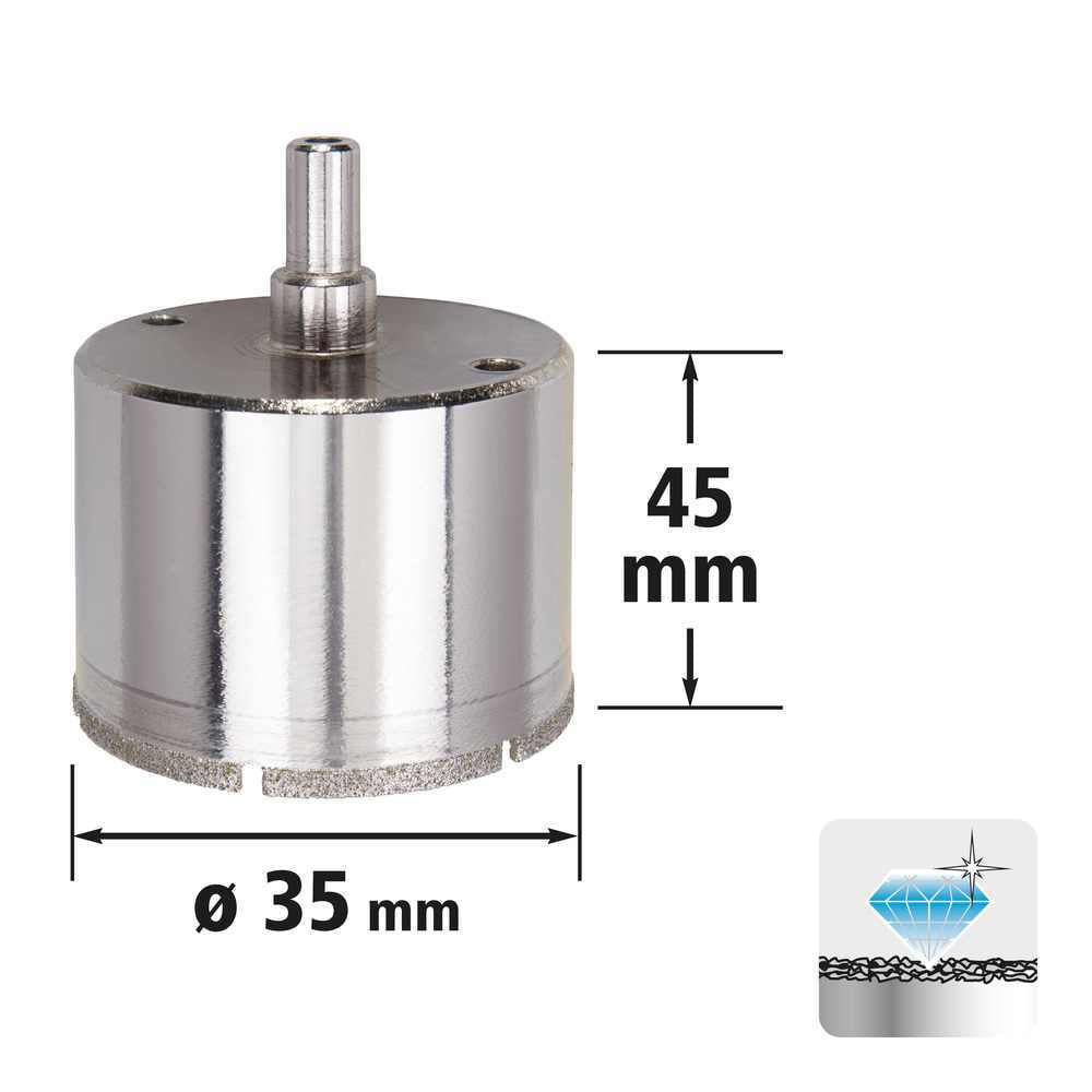 Wolfcraft Kruna Dijamantna Za Pločice “Ceramic” fi 35 / 45 mm Osovina 10 mm – 5926000 by Wolfcraft 5926000 Krune, Glodala
