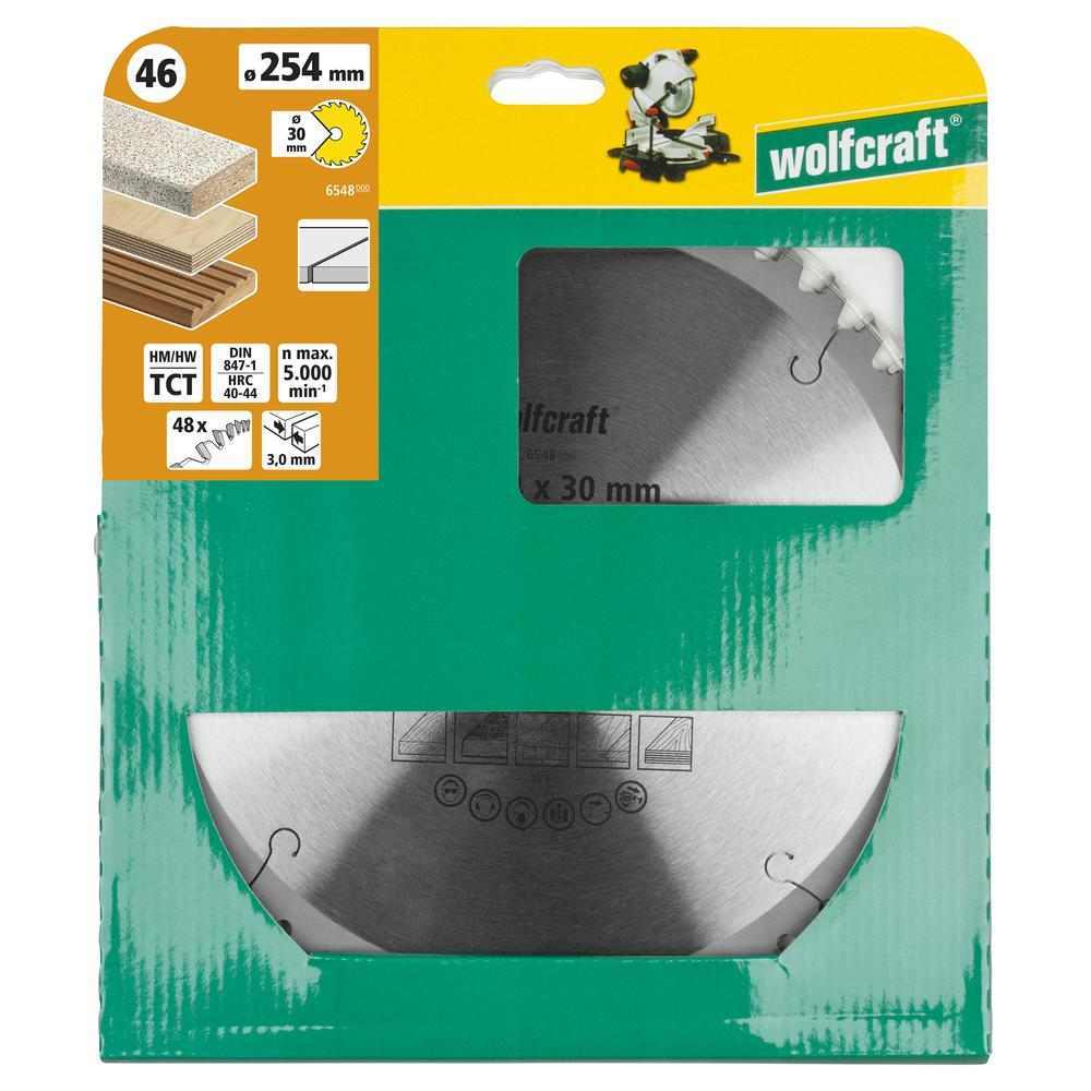 Wolfcraft List Kružne Pile 254 x 3,0 x 30 mm / Z=48 TCT (fini, čisti rezovi) Za Preklopne Pile – 6548000 by Wolfcraft