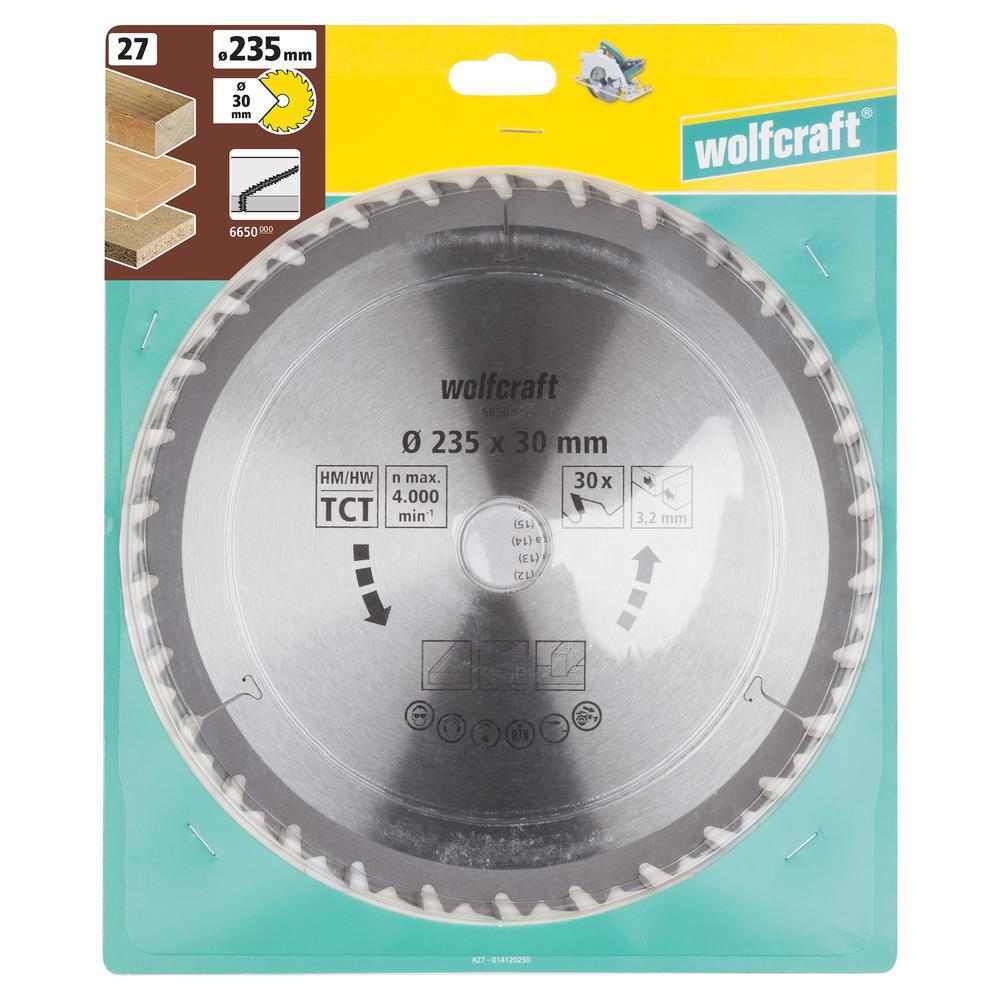 Wolfcraft List Kružne Pile 235 x 3,2 x 30 mm / Z=30 TCT (brzi, grubi rezovi) Za Ručne Kružne Pile – 6650000 by Wolfcraft