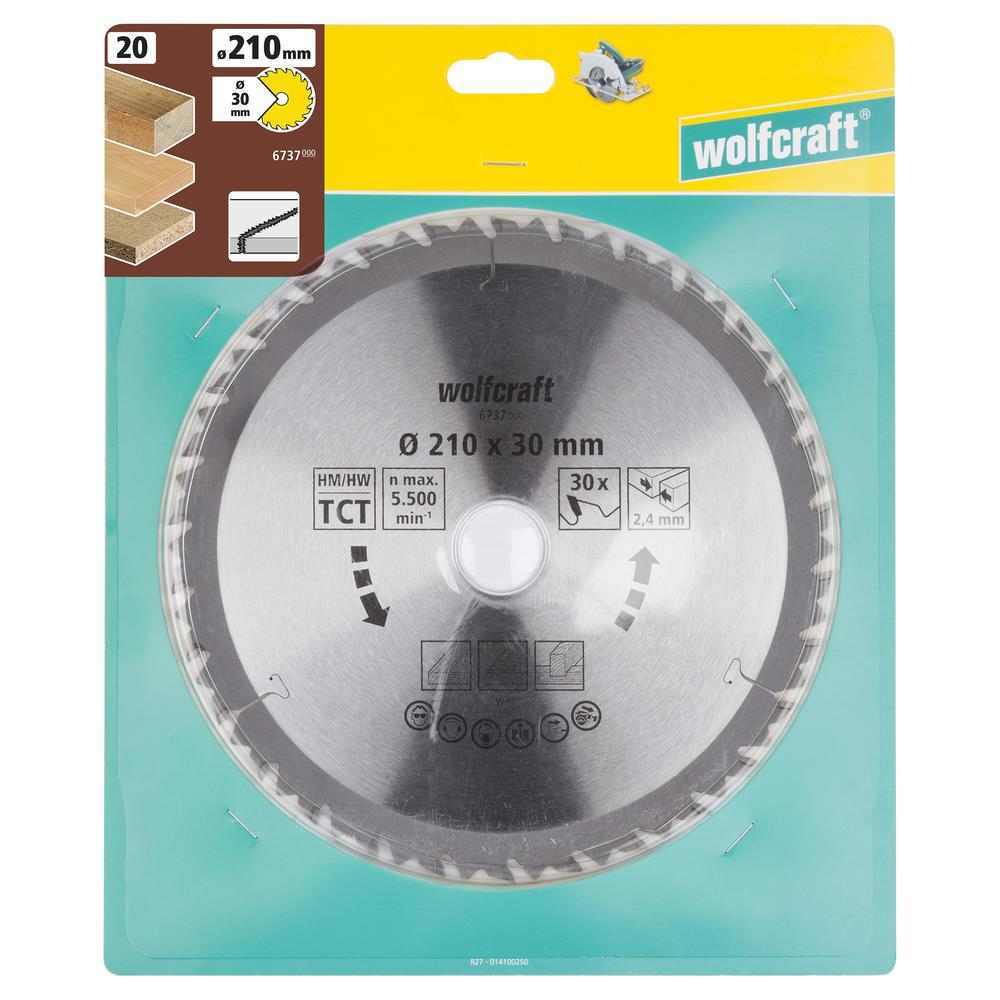 Wolfcraft List Kružne Pile 210 x 2,4 x 30 mm / Z=30 TCT (brzi, grubi rezovi) Za Ručne Kružne Pile – 6737000 by Wolfcraft