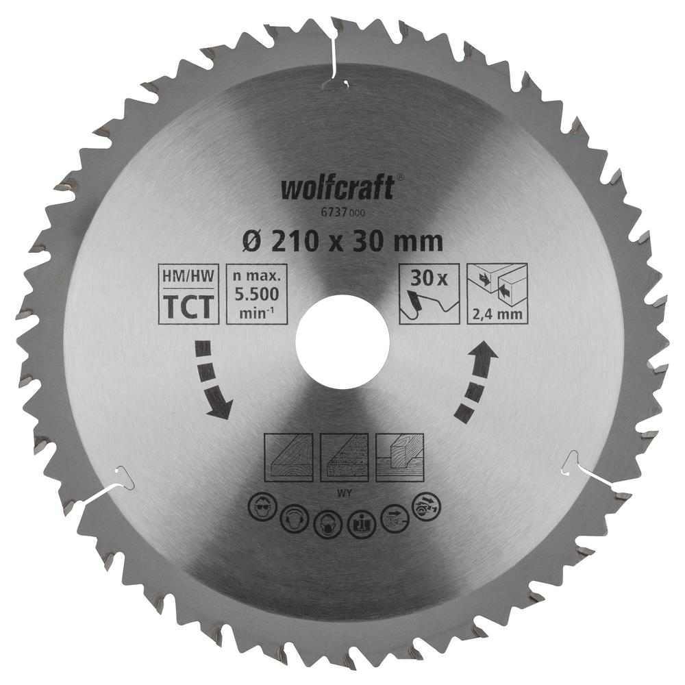 Wolfcraft List Kružne Pile 210 x 2,4 x 30 mm / Z=30 TCT (brzi, grubi rezovi) Za Ručne Kružne Pile – 6737000 by Wolfcraft