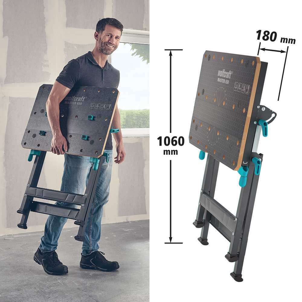 Wolfcraft Stol Radni i Stezni Master 650 Ergo / 650 x 720 x 950 mm – 6870000 by Wolfcraft 6870000 Ostali Alati i Pribor