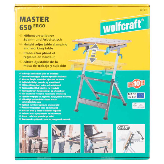 Wolfcraft Stol Radni i Stezni Master 650 Ergo / 650 x 720 x 950 mm – 6870000 by Wolfcraft 6870000 Ostali Alati i Pribor