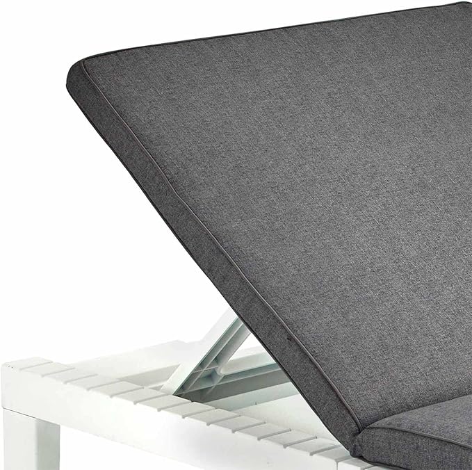 SLOŽIVA LEŽALJKA HAITI SA JASTUKOM 65 x 195 x 78 cm – 5 POLOŽAJA BIJELA Baštenski namještaj, Vrtna oprema