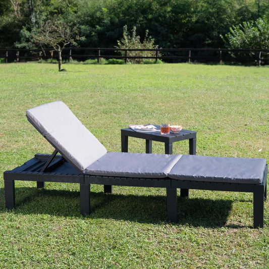 SLOŽIVA LEŽALJKA HAITI SA JASTUKOM 65 x 195 x 78 cm – 5 POLOŽAJA ANTRACIT Vrtna oprema, Baštenski namještaj