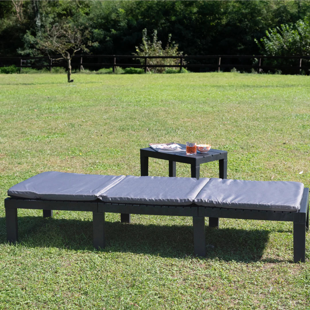 SLOŽIVA LEŽALJKA HAITI SA JASTUKOM 65 x 195 x 78 cm – 5 POLOŽAJA ANTRACIT Vrtna oprema, Baštenski namještaj