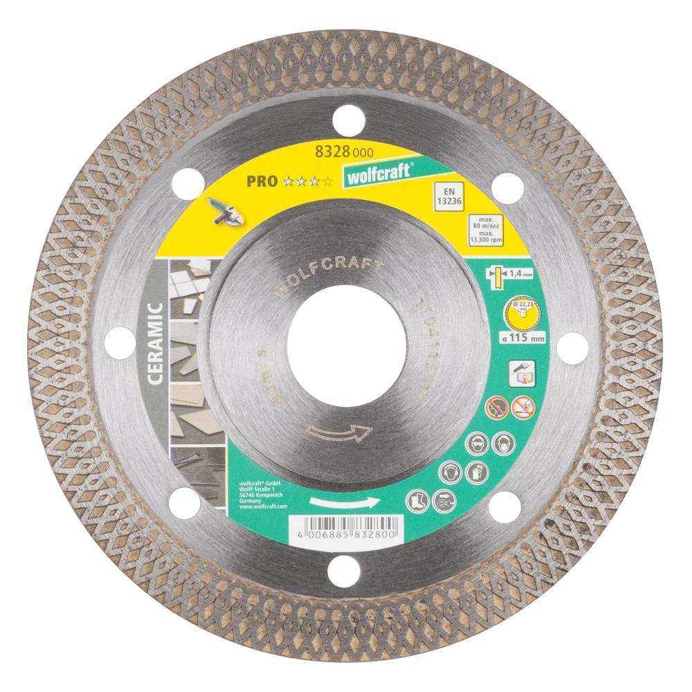 Wolfcraft Dijamantna Rezna Ploča Za Keramiku „Pro Ceramic Turboˮ 115×1,4×22,23 mm – 8328000 by Wolfcraft 8328000 Brusne /