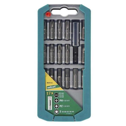 Wolfcraft Set Bit Nastavaka Ravni / Križni (PH/PZ) / Torx (T) + Držač / 17 dijelni – 8633000 by Wolfcraft 8633000 Bitovi