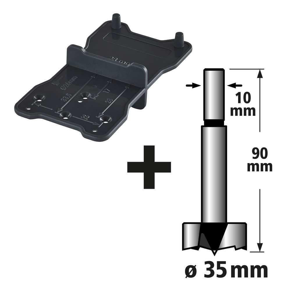 Wolfcraft Set Forstner Svrdlo fi 35mm x 90 mm + Šablon Za Šarke / 2 dijelni – 8728000 by Wolfcraft 8728000 Krune, Glodala