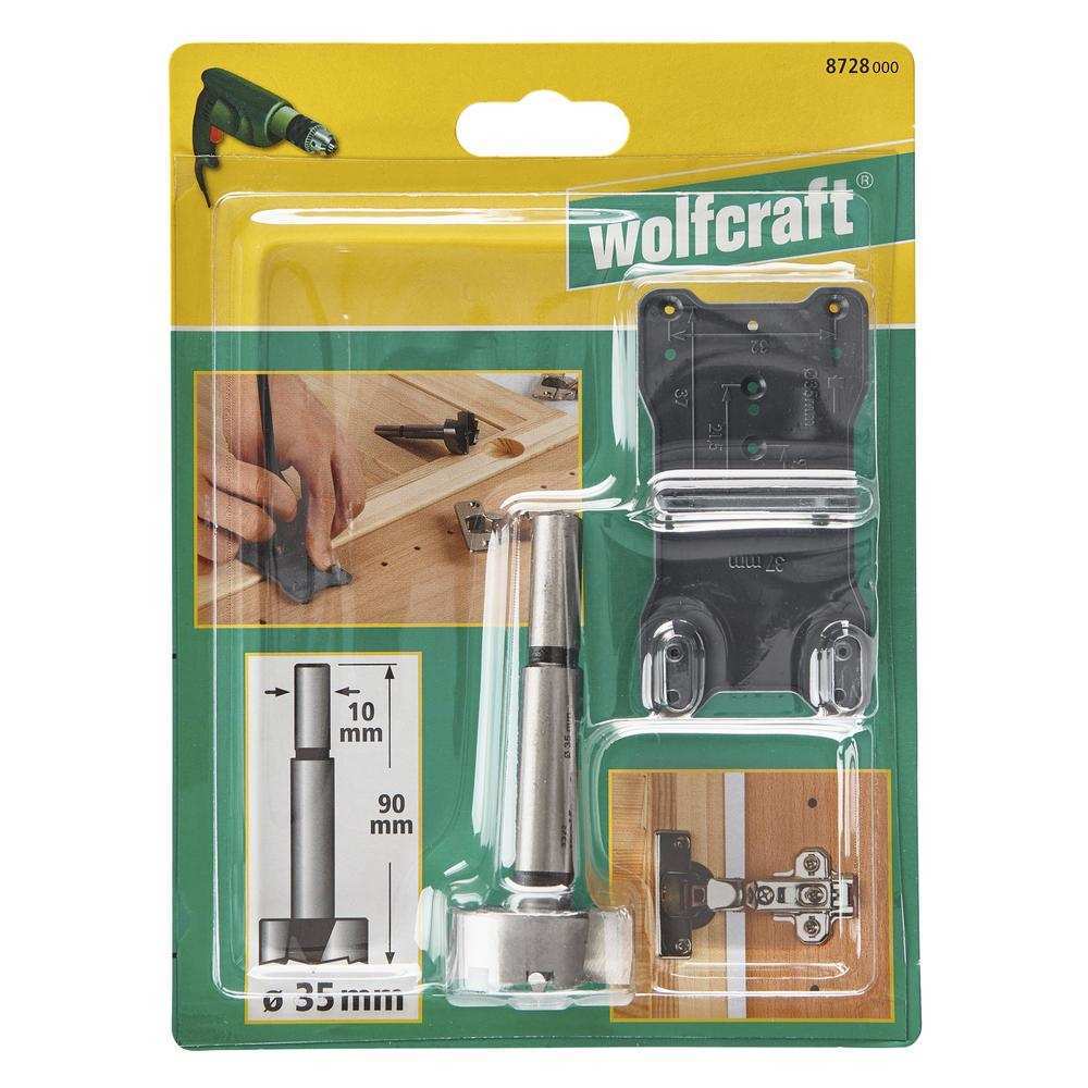 Wolfcraft Set Forstner Svrdlo fi 35mm x 90 mm + Šablon Za Šarke / 2 dijelni – 8728000 by Wolfcraft 8728000 Krune, Glodala