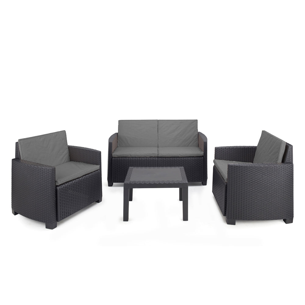 PROGARDEN Vrtni set Arena Rattan antracit sa jastucima Baštenski namještaj, Vrtna oprema