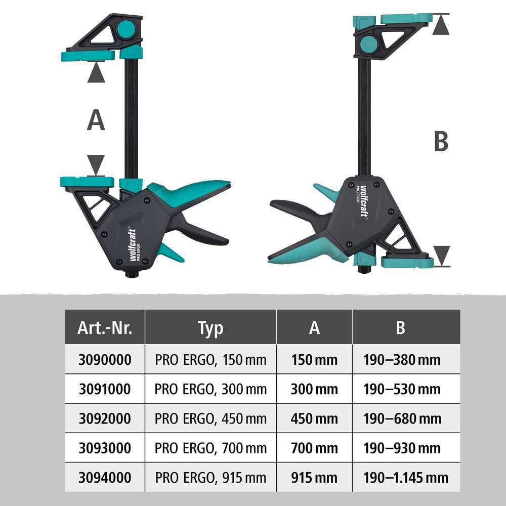 Wolfcraft Stega Jednoručna Brza PRO ERGO 915 mm – 3094000 by Wolfcraft 3094000 Stege - detalj 14