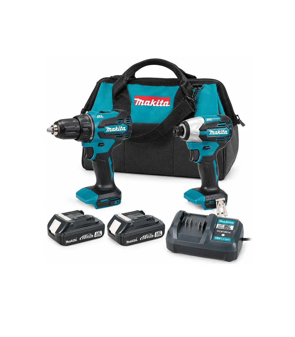 Makita – Aku set DDF490 + DTD158, 2 x 2,0 Ah + punjač DLX2577V02 by Makita Aku bušilice, odvijači i čekići, Aku setovi alata