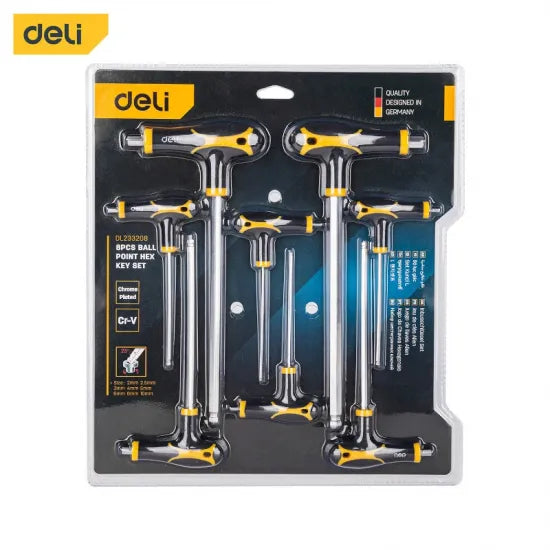 Set imbus T-odvijača sa kuglicom DELI 2-10mm, 8kom EDL233208