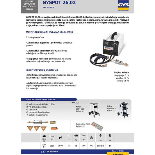 Gys Spoter GYSPOT 26.02 230 V / 2600 A – 052208 by Gys 052208 Spoteri - detalj 2