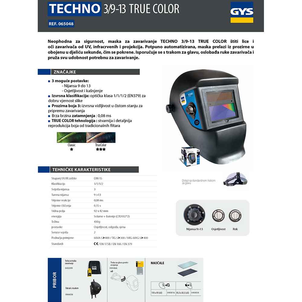 Gys Maska Za Zavarivanje Automatska LCD Techno 9/13 True Color – 065048 by Gys 065048 Pribor Za Zavarivanje - detalj 6