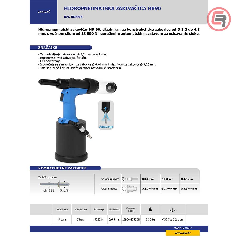Gys Pneumatska Kliješta Za Pop Nitne Blok Zakovice HR 90 – 089976 by Gys 089976 Pneumatski Alat - detalj 2