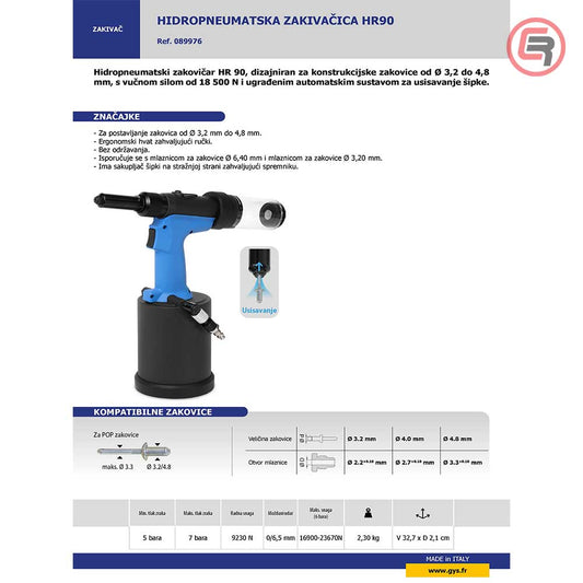 Gys Pneumatska Kliješta Za Pop Nitne Blok Zakovice HR 90 – 089976 by Gys 089976 Pneumatski Alat - detalj 2