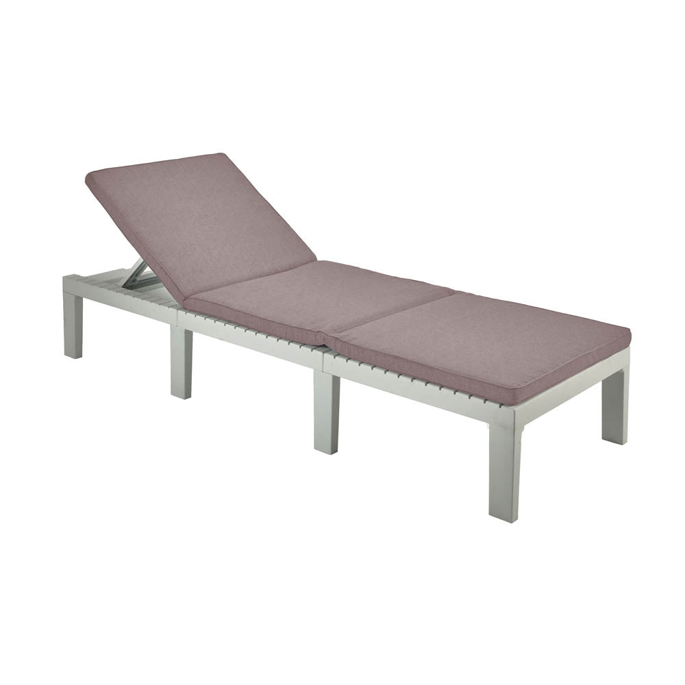 SLOŽIVA LEŽALJKA HAITI SA JASTUKOM 65 x 195 x 78 cm – 5 POLOŽAJA BIJELA Baštenski namještaj, Vrtna oprema