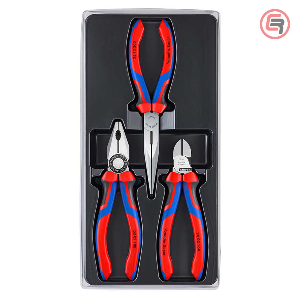 Knipex Set Kliješta Kombinovana + Sječice + Špicasta Ravna / 3 dijelni – 00 20 11 by Knipex 00 20 11 Garniture / Setovi