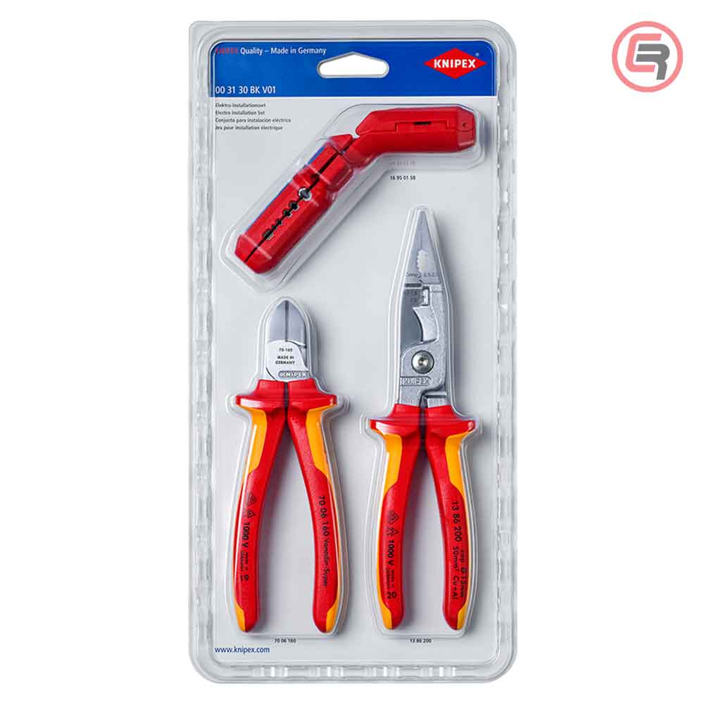 Knipex Set Alata Za Elektro Instalacije 1000V / 3 dijelni – 00 31 30 BK V01 by Knipex 00 31 30 BK V01 Garniture / Setovi