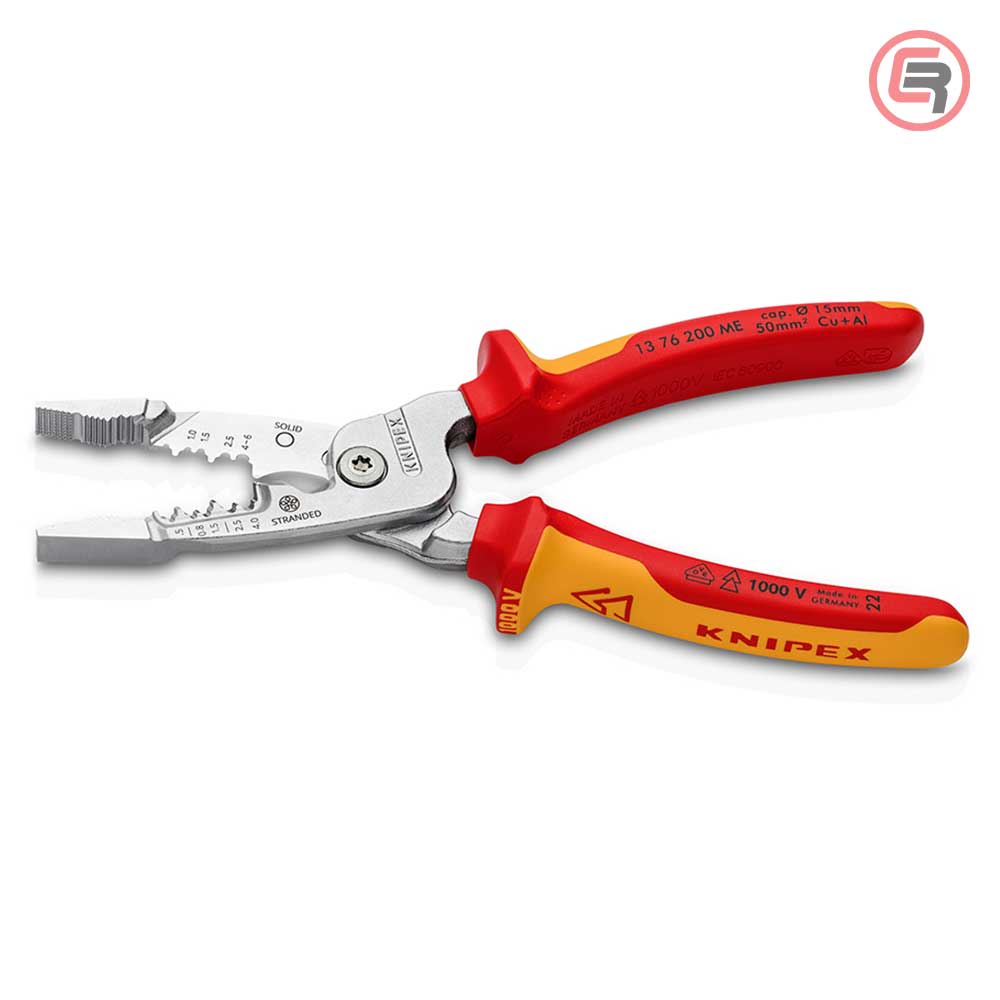 Knipex Kliješta Elektroinstalacijska Multifunkcionalna 200mm 1000V – 13 76 200 ME by Knipex 13 76 200 ME Izolovani Alat VDE