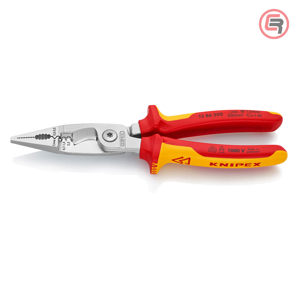 Knipex Kliješta Elektroinstalacijska Multifunkcionalna 200mm 1000V – 13 86 200 by Knipex 13 86 200 Izolovani Alat VDE 1000V