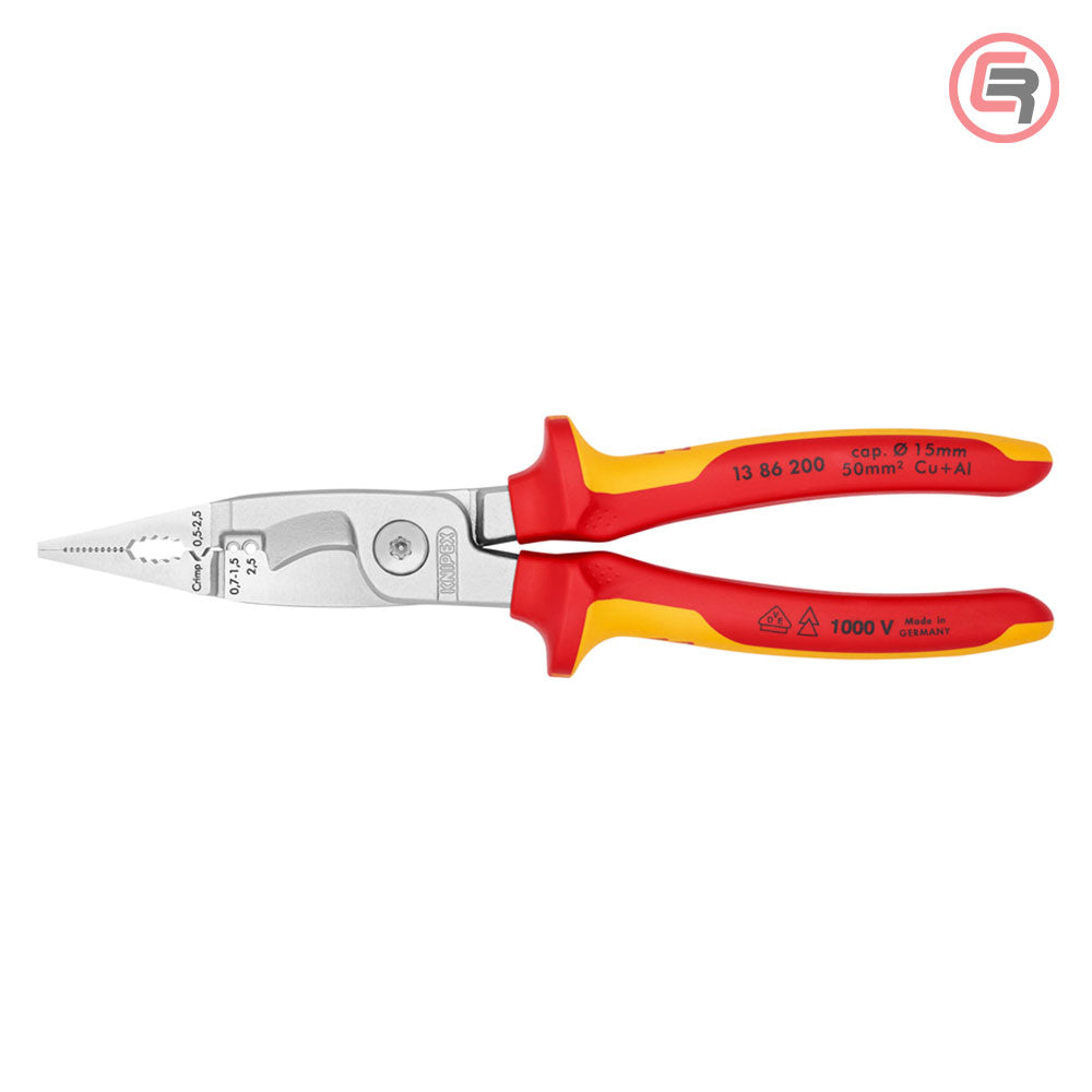 Knipex Kliješta Elektroinstalacijska Multifunkcionalna 200mm 1000V – 13 86 200 by Knipex 13 86 200 Izolovani Alat VDE 1000V
