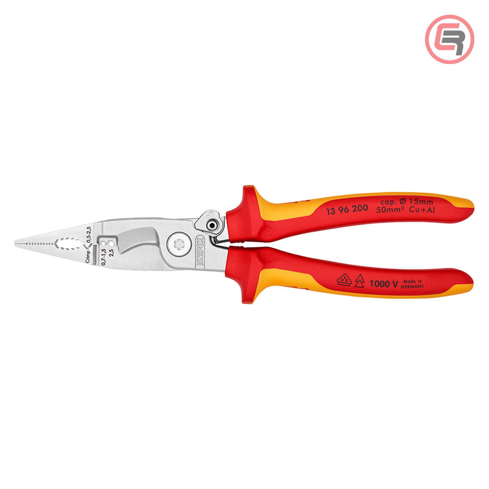 Knipex Kliješta Elektroinstalacijska Multifunkcionalna 200mm Sa Kočnicom 1000V – 13 96 200 by Knipex 13 96 200 Izolovani