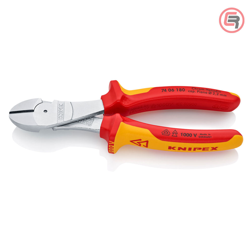 Knipex Kliješta Bočna Sječa – Sječice Ojačana 180mm 1000V – 74 06 180 by Knipex 74 06 180 Izolovani Alat VDE 1000V