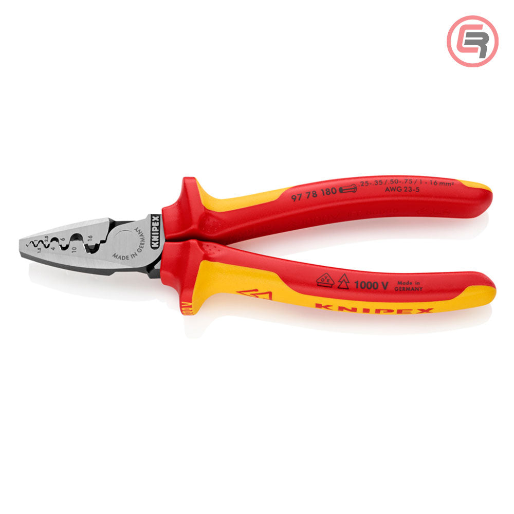 Knipex Kliješta Za Krimpanje – Stiskanje Završnih Čahura 0,25-16mm2 1000V – 97 78 180 by Knipex 97 78 180 Kliješta Za