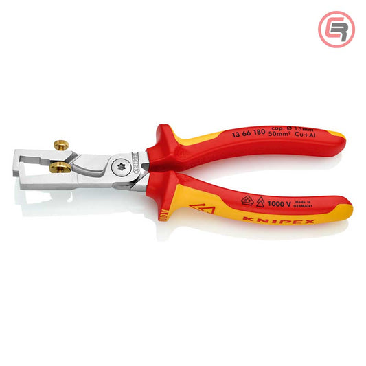 Knipex Kliješta Za Skidanje Izolacije StriX 180mm Sa Makazama Za Kablove 1000V – 13 66 180 by Knipex 13 66 180 Kliješta