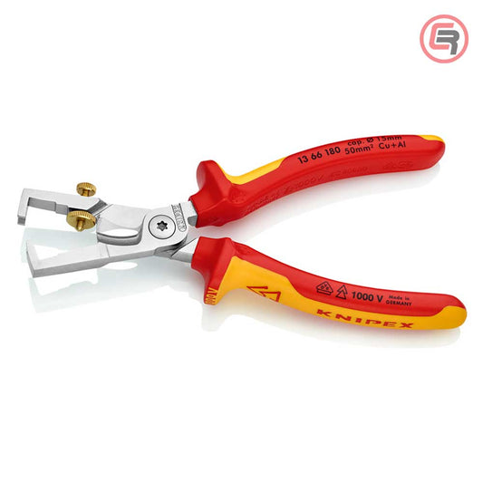 Knipex Kliješta Za Skidanje Izolacije StriX 180mm Sa Makazama Za Kablove 1000V – 13 66 180 by Knipex 13 66 180 Kliješta