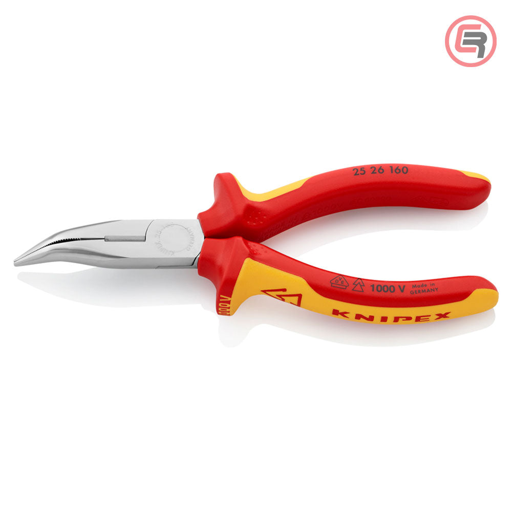 Knipex Kliješta Poluokrugla Špicasta Kriva 160mm 1000V – 25 26 160 by Knipex 25 26 160 Izolovani Alat VDE 1000V