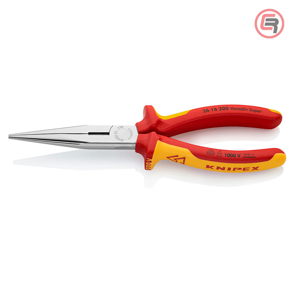 Knipex Kliješta Poluokrugla Špicasta Ravna 200mm 1000V – 26 16 200 by Knipex 26 16 200 Izolovani Alat VDE 1000V