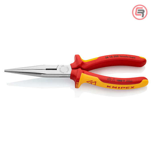 Knipex Kliješta Poluokrugla Špicasta Ravna 200mm 1000V – 26 16 200 by Knipex 26 16 200 Izolovani Alat VDE 1000V