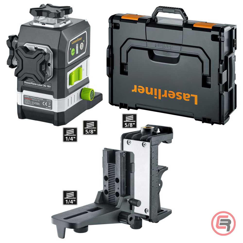 Laserliner Laser Trodimenzionalni Zeleni PowerPlane-Laser 3G Multi – 18V (bez baterija) + 7 Adaptera Za Bateriju –