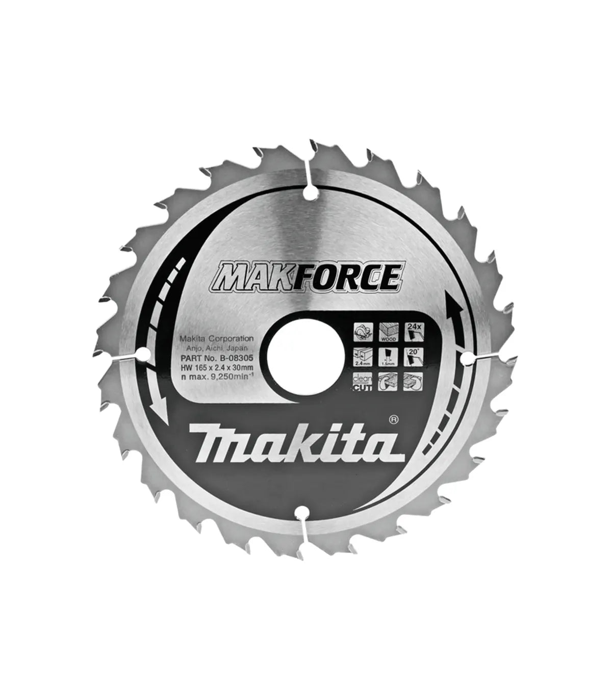 Makita – TCT list kružne pile za drvo 165 mm MAKForce 165x30x1,5 mm 24Z B-08305 by Makita Pribor za pile i cirkulare