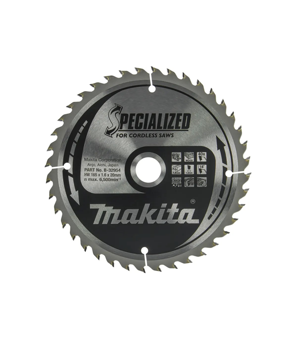 Makita – TCT Specialized list kružne pile za drvo 165 mm, 165x20x1,0 mm 40Z B-32954 by Makita Pribor za pile i cirkulare