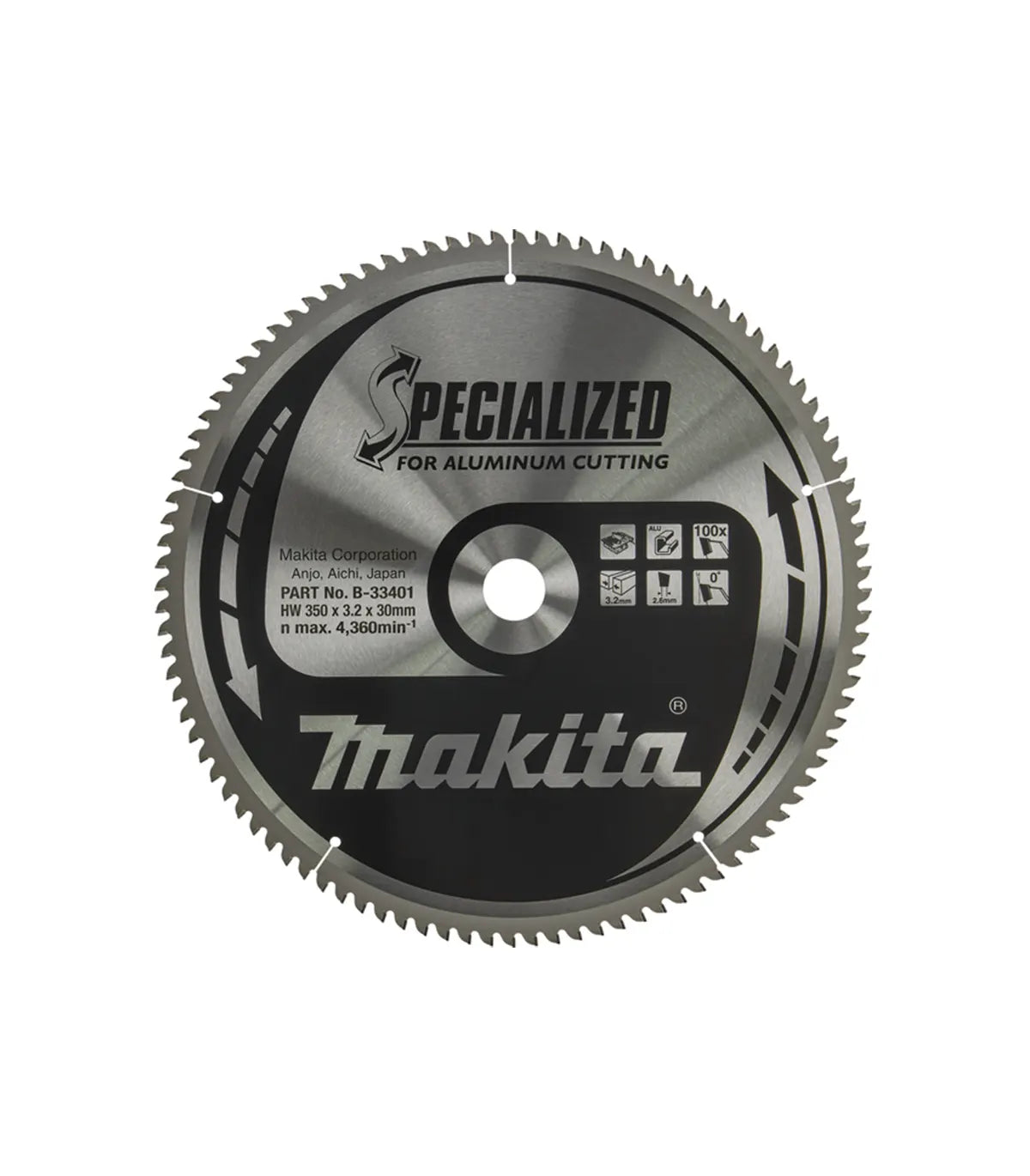 Makita – TCT Specialized list stolne kružne pile za aluminijum 350 mm, 350x30x2,6 mm 100 Z B-33401 by Makita Pribor za pile i cirkulare